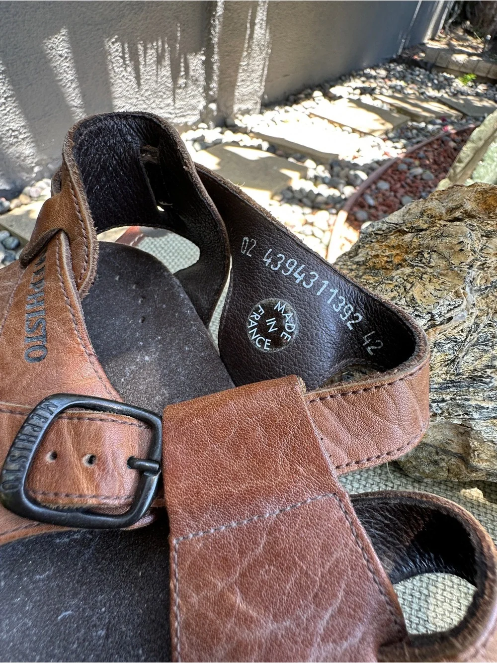 MEPHISTO Men's Brown/Tan Leather Fisherman Sandals